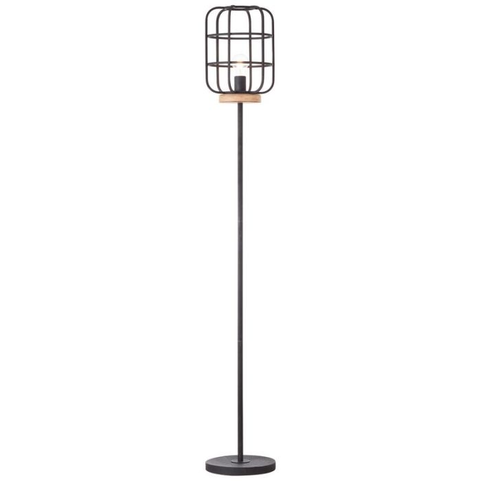 Holz Stehlampe Schwarz, Taede, mit Schalter