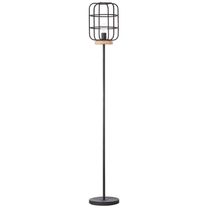 Holz Stehlampe Schwarz, Taede, mit Schalter