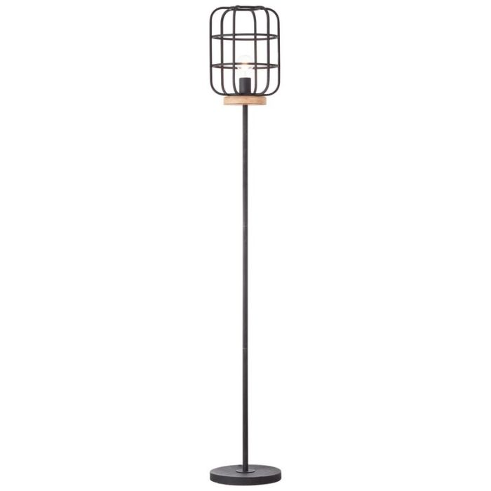 Holz Stehlampe Schwarz, Taede, mit Schalter