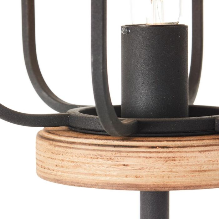 Holz Stehlampe Schwarz, Taede, mit Schalter