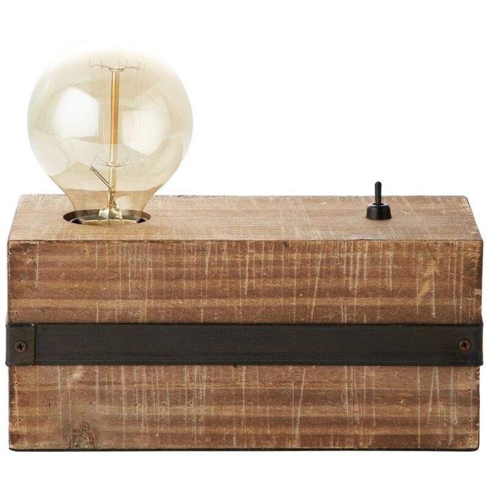 Holz Tischleuchte Schwarz, Asli, mit Schalter