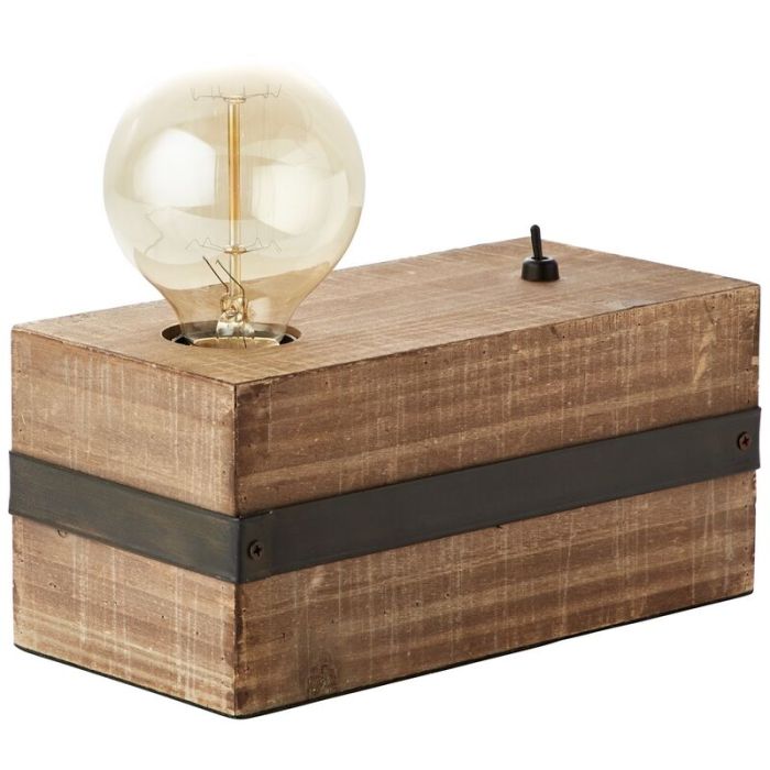 Holz Tischleuchte Schwarz, Asli, mit Schalter