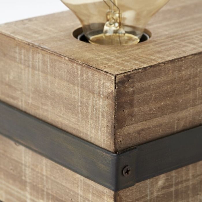 Holz Tischleuchte Schwarz, Asli, mit Schalter