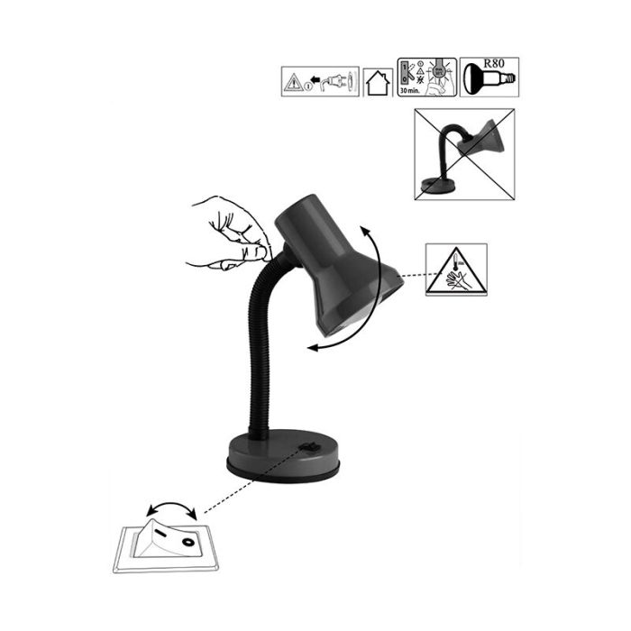 Kunststoff Schreibtischlampe Schwarz, Loet, mit Schalter
