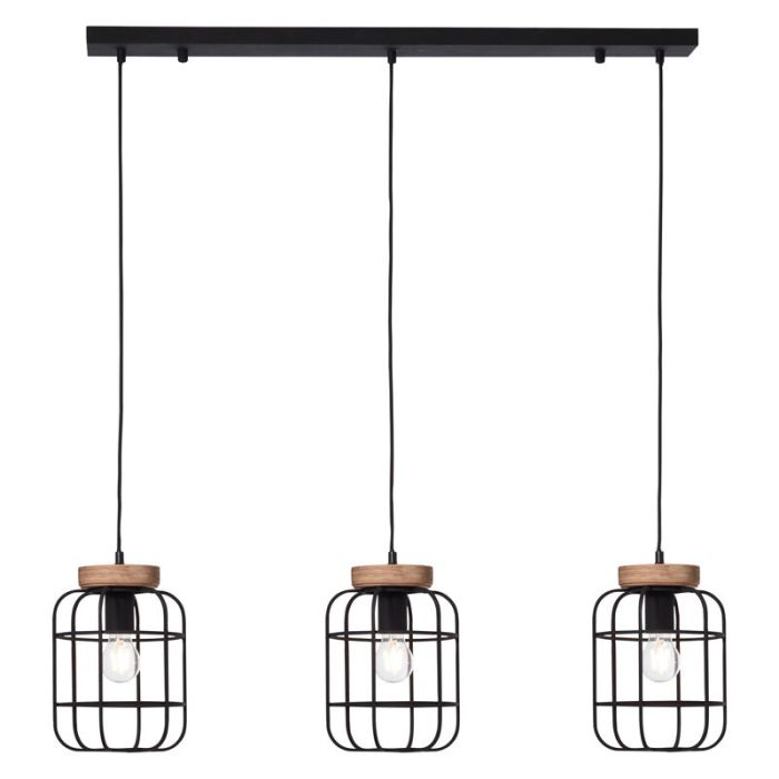 Holz Pendelleuchte Esszimmer Schwarz, Taede