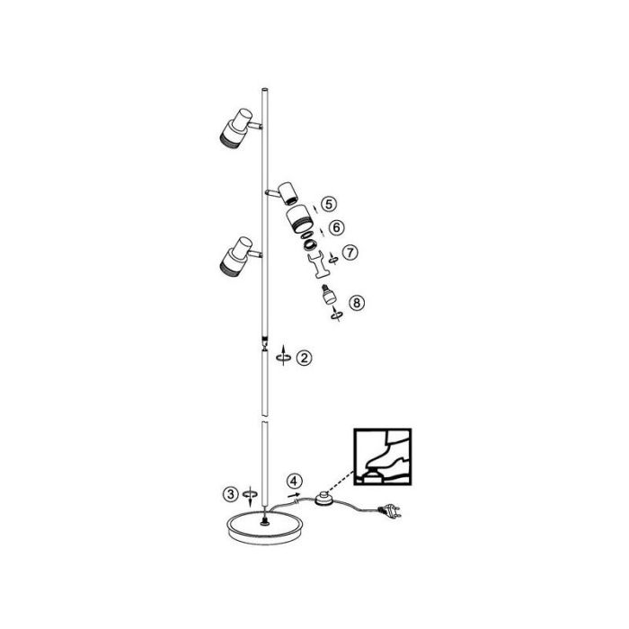 Metall Stehlampe Chrom, Blake, mit Schalter