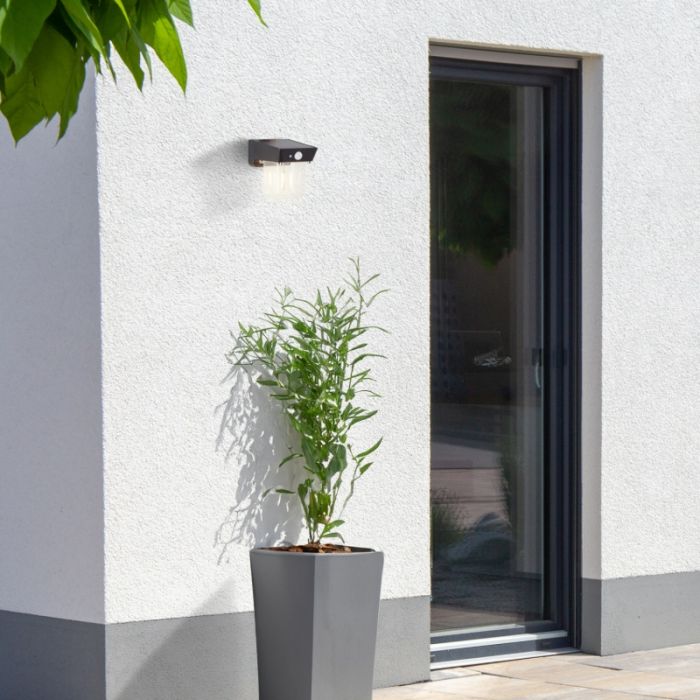 Moderne Solar Außen Wandleuchte Schwarz, Steijn, 2W, 2700K LED, IP44