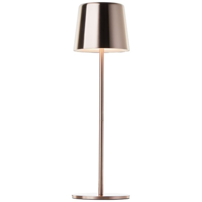 Moderne aufladbare Außen Tischlampe Kupfer, Skander, 4W, warm- bis kaltweiß einstellbare LED, IP44, mit Touch-Dimmer