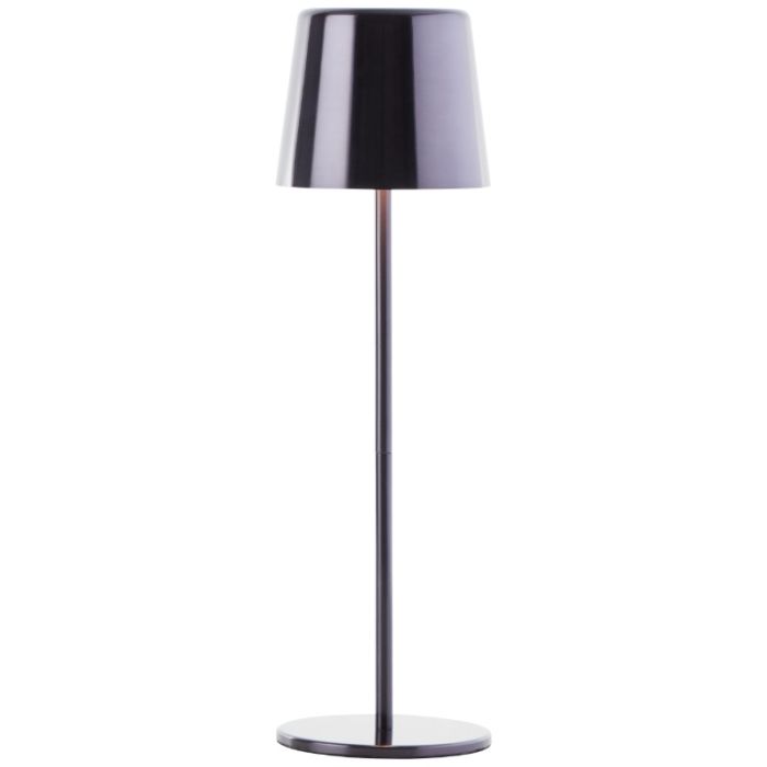 Moderne aufladbare Außen Tischlampe Schwarz, Skander, 4W, warm- bis kaltweiß einstellbare LED, IP44, mit Touch-Dimmer