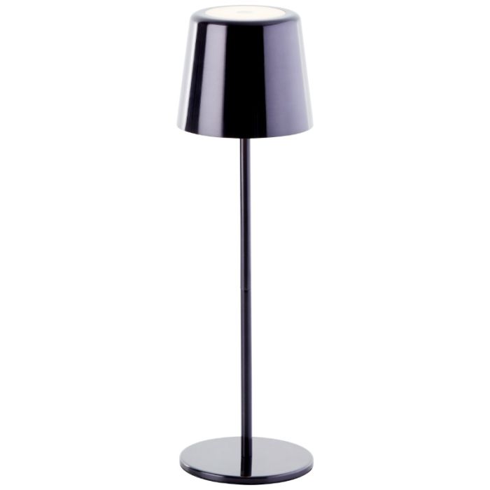 Moderne aufladbare Außen Tischlampe Schwarz, Skander, 4W, warm- bis kaltweiß einstellbare LED, IP44, mit Touch-Dimmer