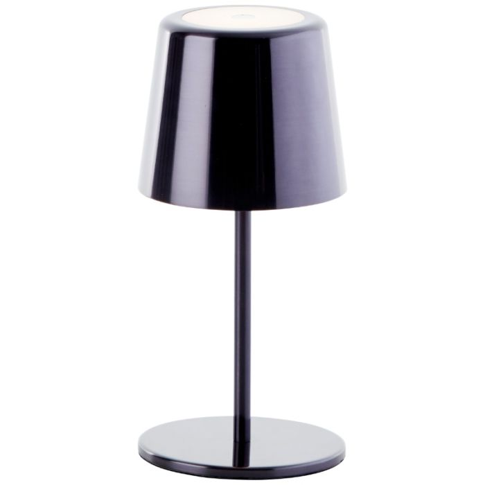 Moderne aufladbare Außen Tischlampe Schwarz, Skander, 4W, warm- bis kaltweiß einstellbare LED, IP44, mit Touch-Dimmer