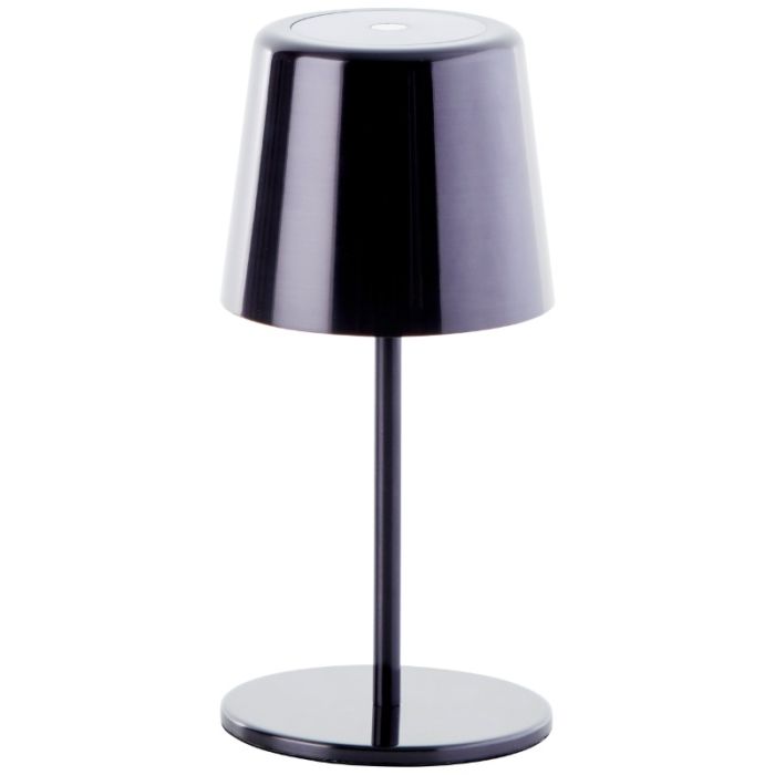Moderne aufladbare Außen Tischlampe Schwarz, Skander, 4W, warm- bis kaltweiß einstellbare LED, IP44, mit Touch-Dimmer