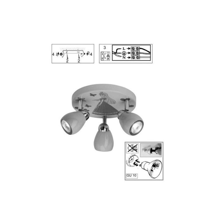 Metall Kinderzimmer Deckenstrahler Pink, Rinze, 2,5W, 3000K LED