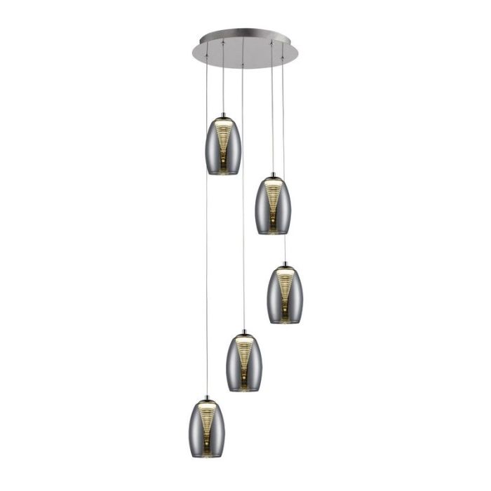 Moderne Pendelleuchte Esszimmer Chrom, Aliyah, 5W, 3000K LED