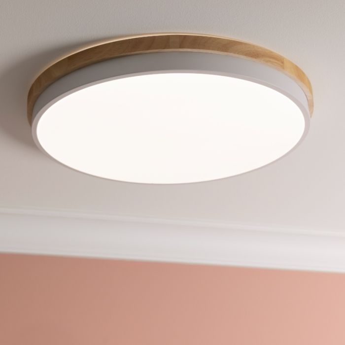 Moderne Deckenleuchte Holz, Marloes, 36W, White Switch LED, mit Fernbedienung