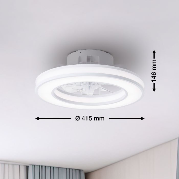 Moderne Deckenventilator Weiß, Yari, 26W, RGBW LED, mit Fernbedienung