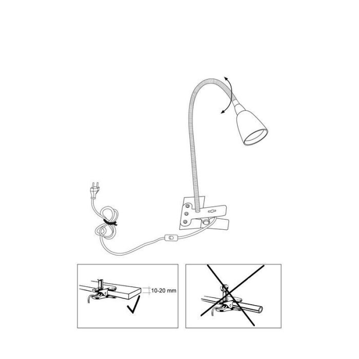 Kunststoff Klemmspot Grau, Kit, 2,4W, 3000K LED, mit Schalter