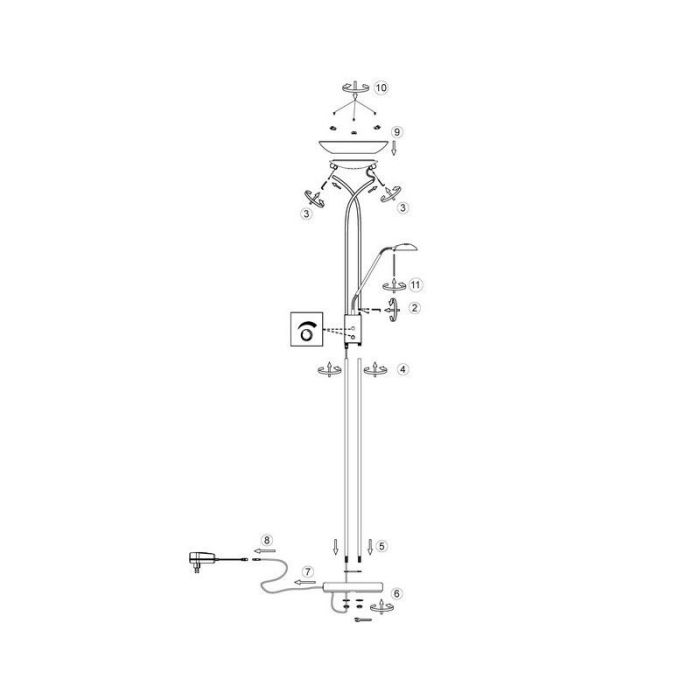 Moderne Leselampe Stehlampe Messing, Joann, 18W, 3000K LED, mit Schalter