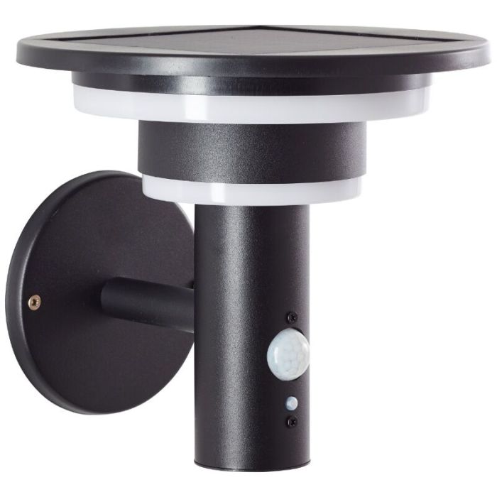 Moderne Solar Außen Wandleuchte Schwarz, Lonneke, 3W, 3000K LED, IP44
