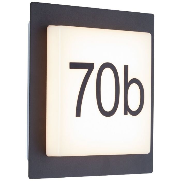 Aluminium Hausnummer Beleuchtung Schwarz, Nurcan, 9W, 3000K LED, IP44