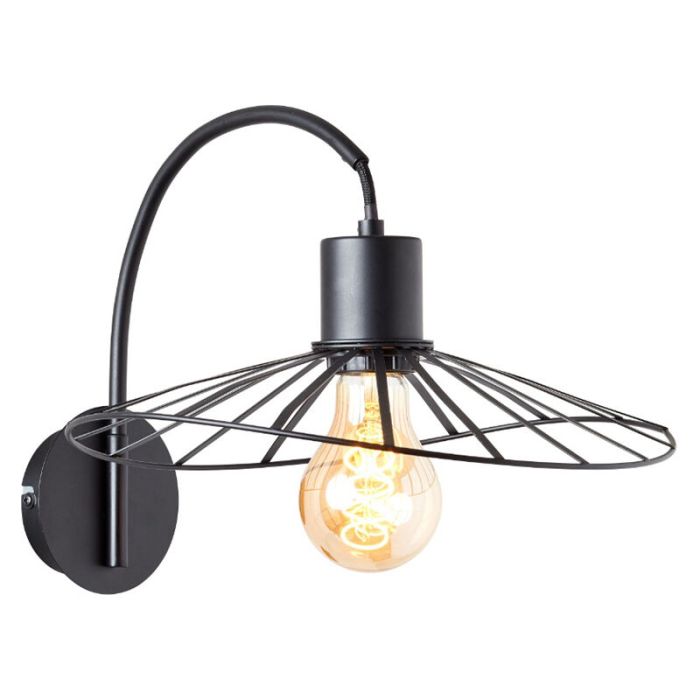 Retro Wandleuchte Schwarz, Famke
