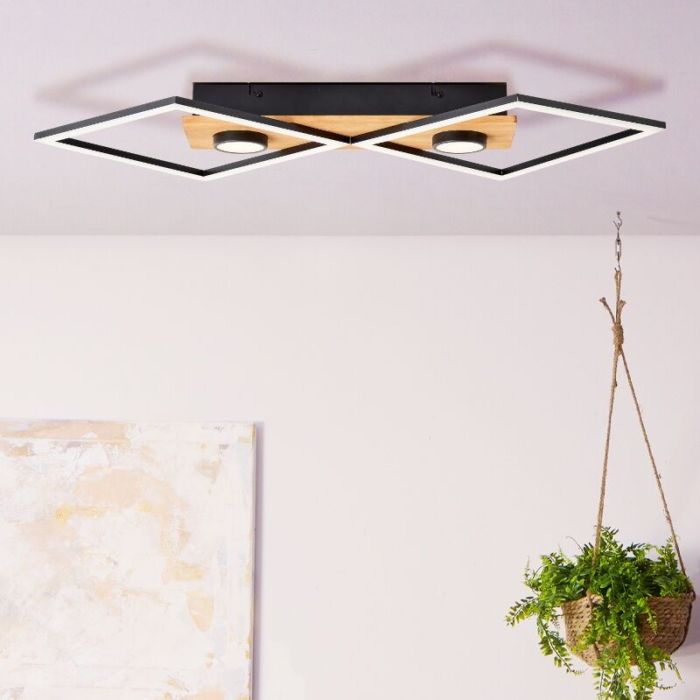Holz Deckenlampe Schwarz, Virginia, 32W, 3000K LED