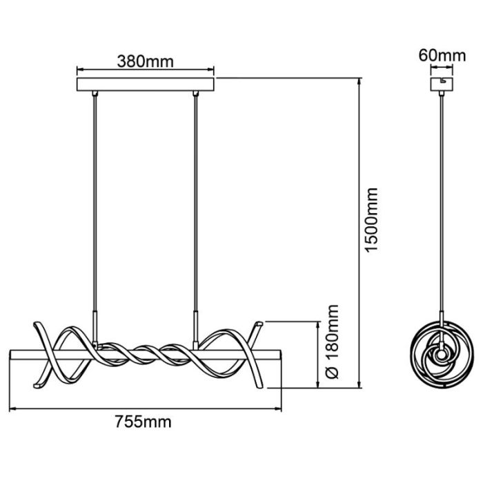 Moderne Pendelleuchte Schwarz, Quang, 16W, 3000K LED
