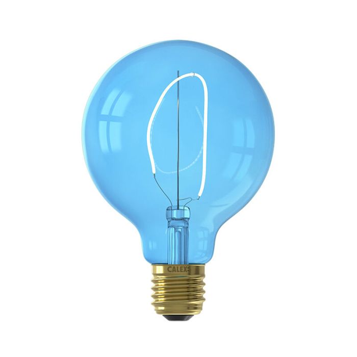 Blaue Calex LED Globe, Aminata, G95, E27, 4W, 2200k (zusätzliches atmosphärisches Weiß), dimmbar