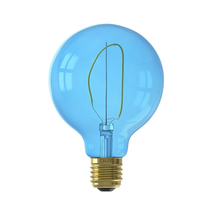 Blaue Calex LED Globe, Aminata, G95, E27, 4W, 2200k (zusätzliches atmosphärisches Weiß), dimmbar