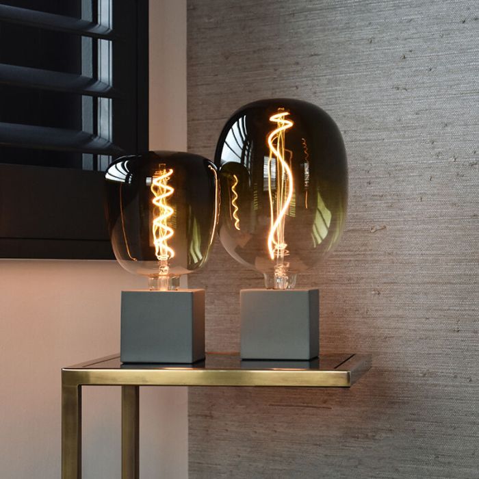 Graue Tischlampe ohne Schirm Modern, Loana, mit Schalter