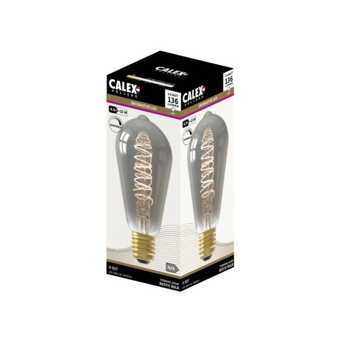 Dimmbare Calex E27 LED-Edisonlampe Grau, 4W, 1800K