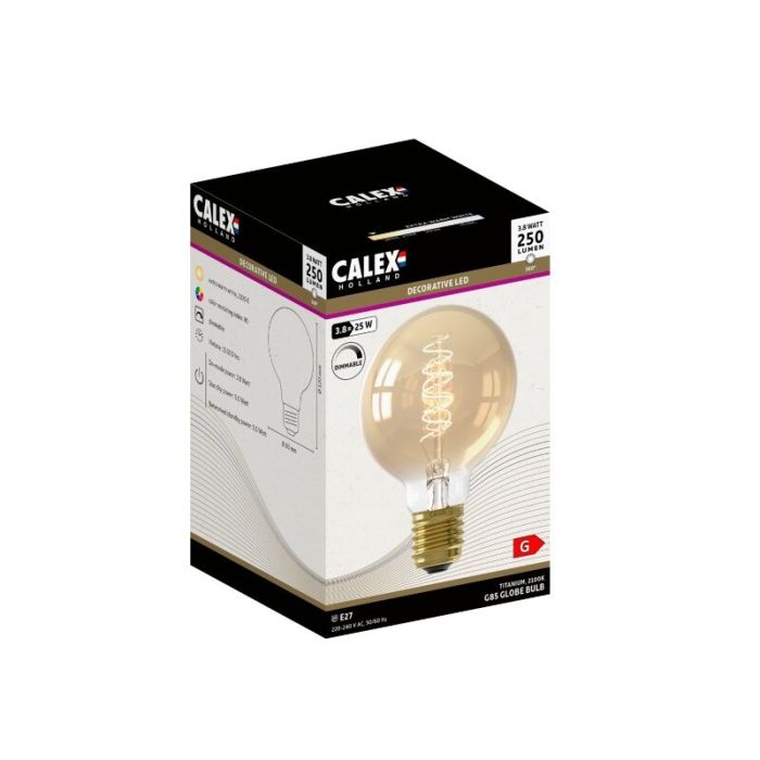 Dimmbare Calex E27 LED-Filament Lampe Bernstein, 3,8W, 2100K