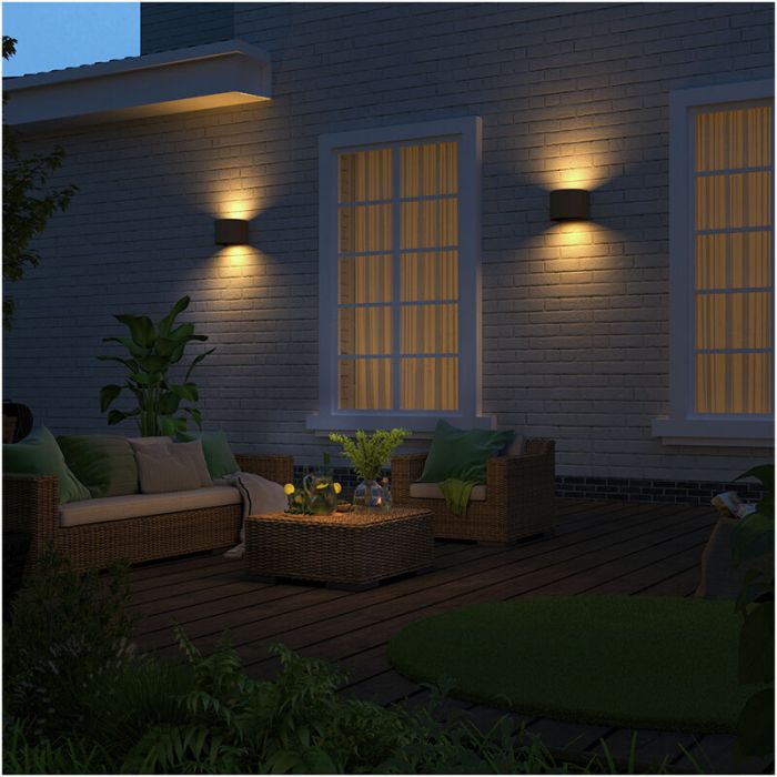 Rostfarbene Up down Wandleuchte Aluminium, Dion, 7W, 3000K LED, IP54