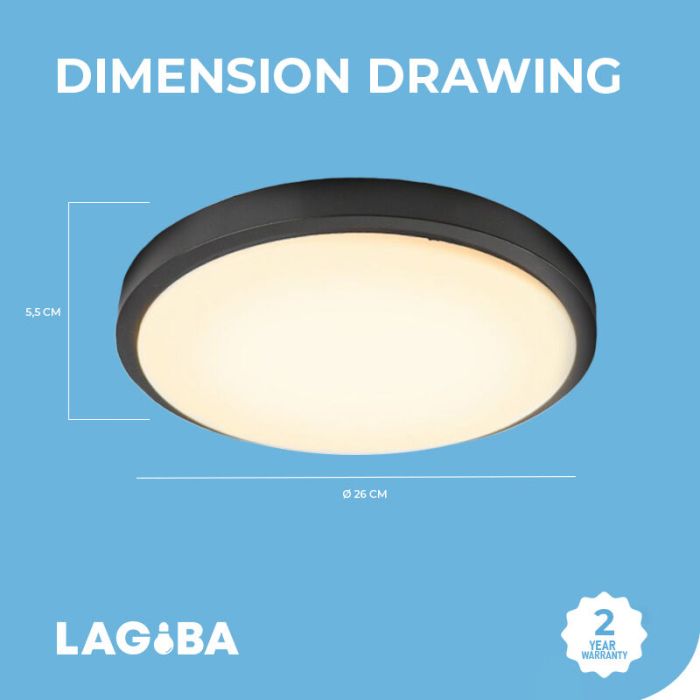 Schwarze moderne Deckenlampe Kunststoff, Kos, 16W, 3000K LED