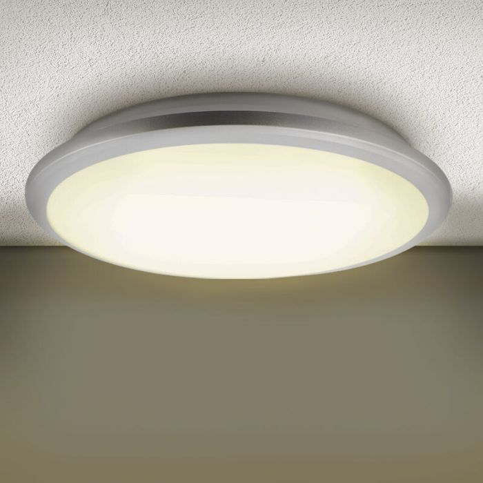 Silberne moderne Deckenlampe Kunststoff, Joachim, 24W, 3000K LED