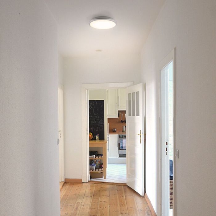 Silberne moderne Deckenlampe Kunststoff, Joachim, 24W, 3000K LED