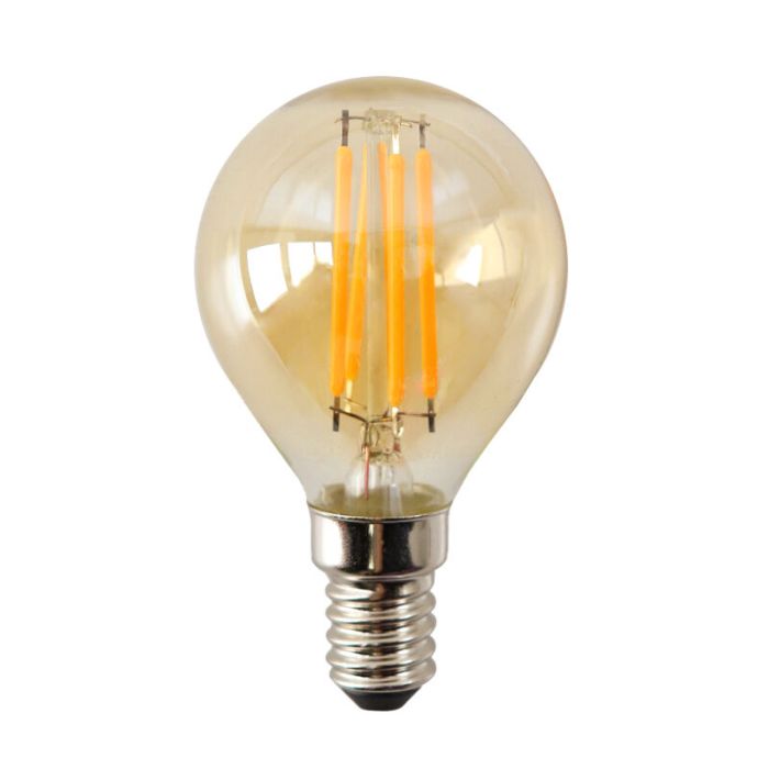 Dimmbare E14 LED Lampe, P45, 3w, Bernstein Glas, 2200K
