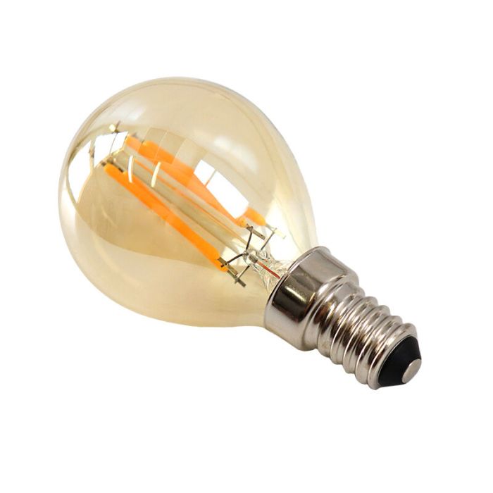 Dimmbare E14 LED Lampe, P45, 3w, Bernstein Glas, 2200K
