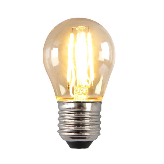 Dimmbare E27 LED Lampe, P45, 4W, Bernstein Glas, 2700K