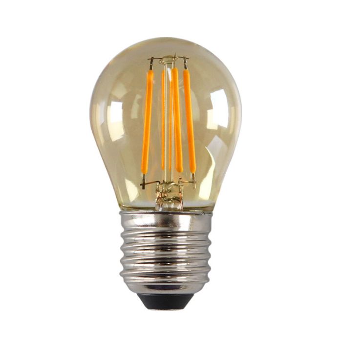 Dimmbare E27 LED Lampe, P45, 4W, Bernstein Glas, 2700K