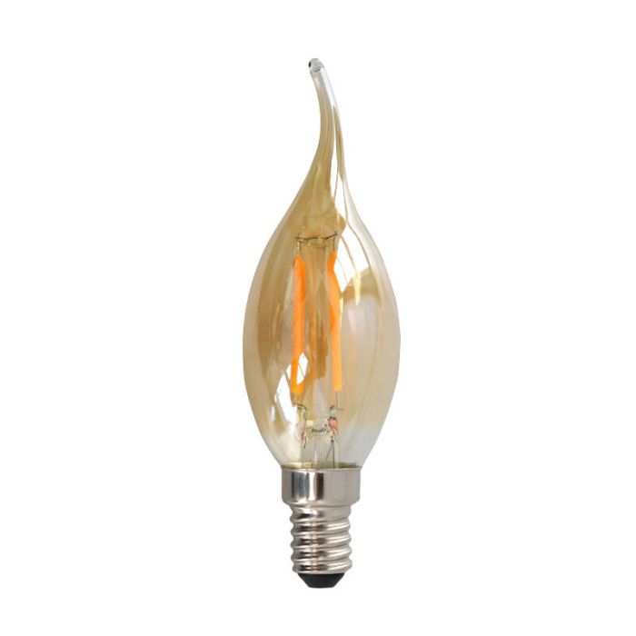 Dimmbare E14 LED Spitze kerze, 3w, Bernstein Glas, 2200K