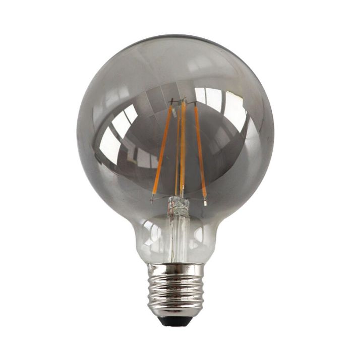 Dimmbare E27 LED Lampe, G95, 5W, Rauchglas, 2200K