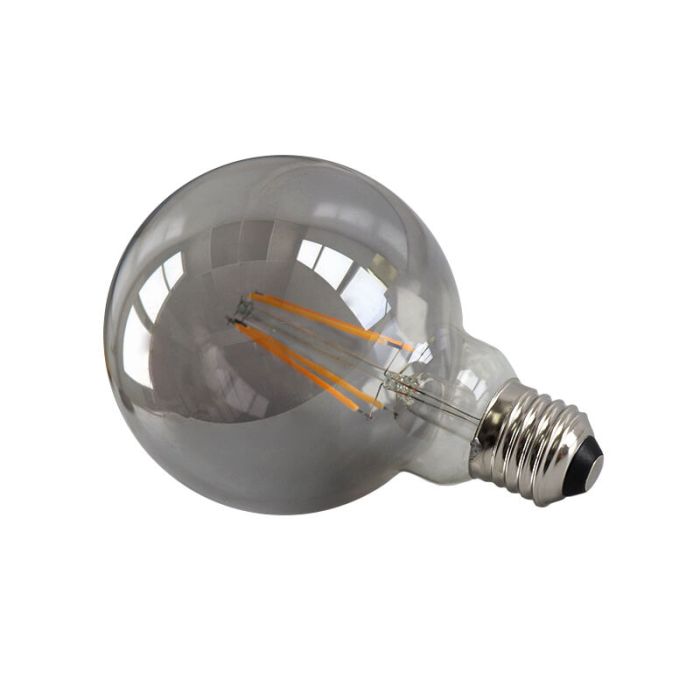 Dimmbare E27 LED Lampe, G95, 5W, Rauchglas, 2200K