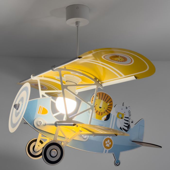 Blaue Kinderzimmer Pendelleuchte Kunststoff, Lion plane