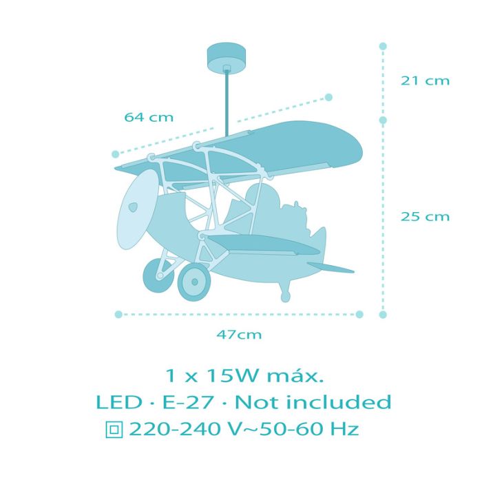 Blaue Kinderzimmer Pendelleuchte Kunststoff, Lion plane