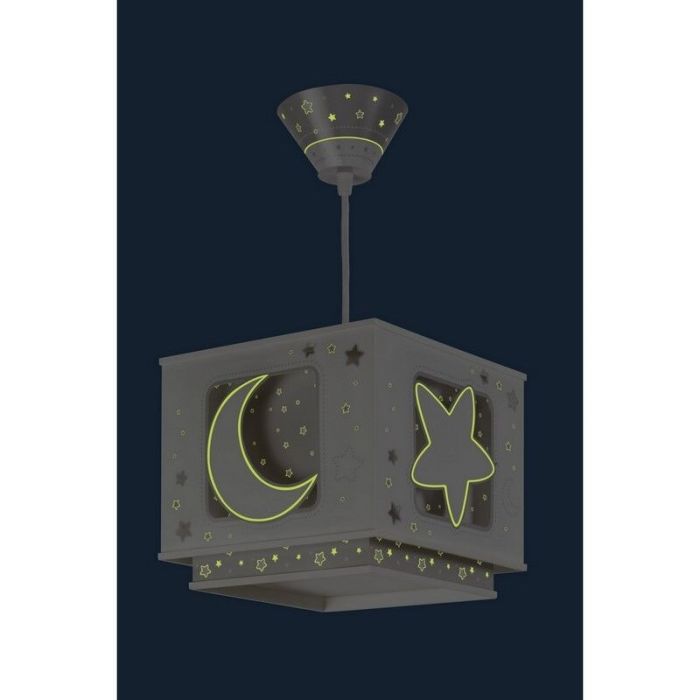 Graue Kinder Pendelleuchte Kunststoff, Moon and stars