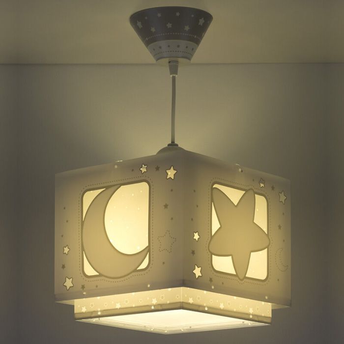 Graue Kinder Pendelleuchte Kunststoff, Moon and stars