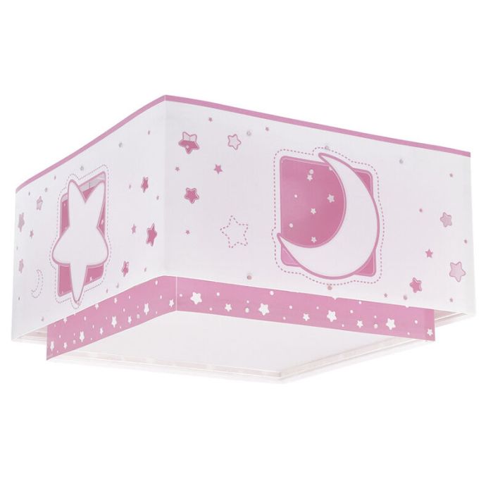 Rosa Kinderzimmer Deckenleuchte Kunststoff, Moon and stars
