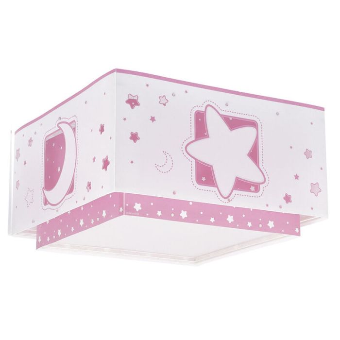 Rosa Kinderzimmer Deckenleuchte Kunststoff, Moon and stars