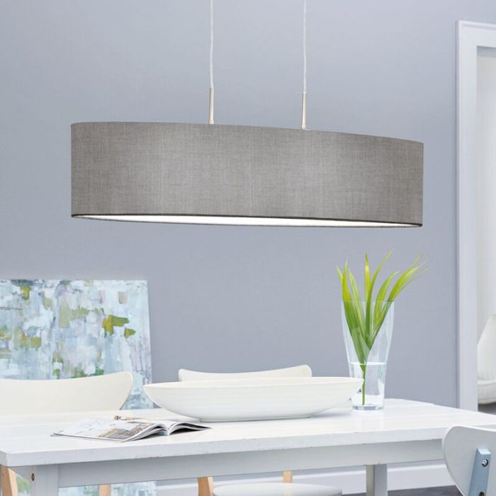 Graue moderne Pendelleuchte Stoff, Abano